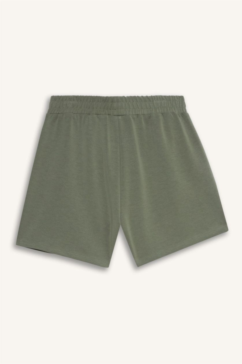 Kadın Haki Standart Fit Kısa Paça Modal Şort