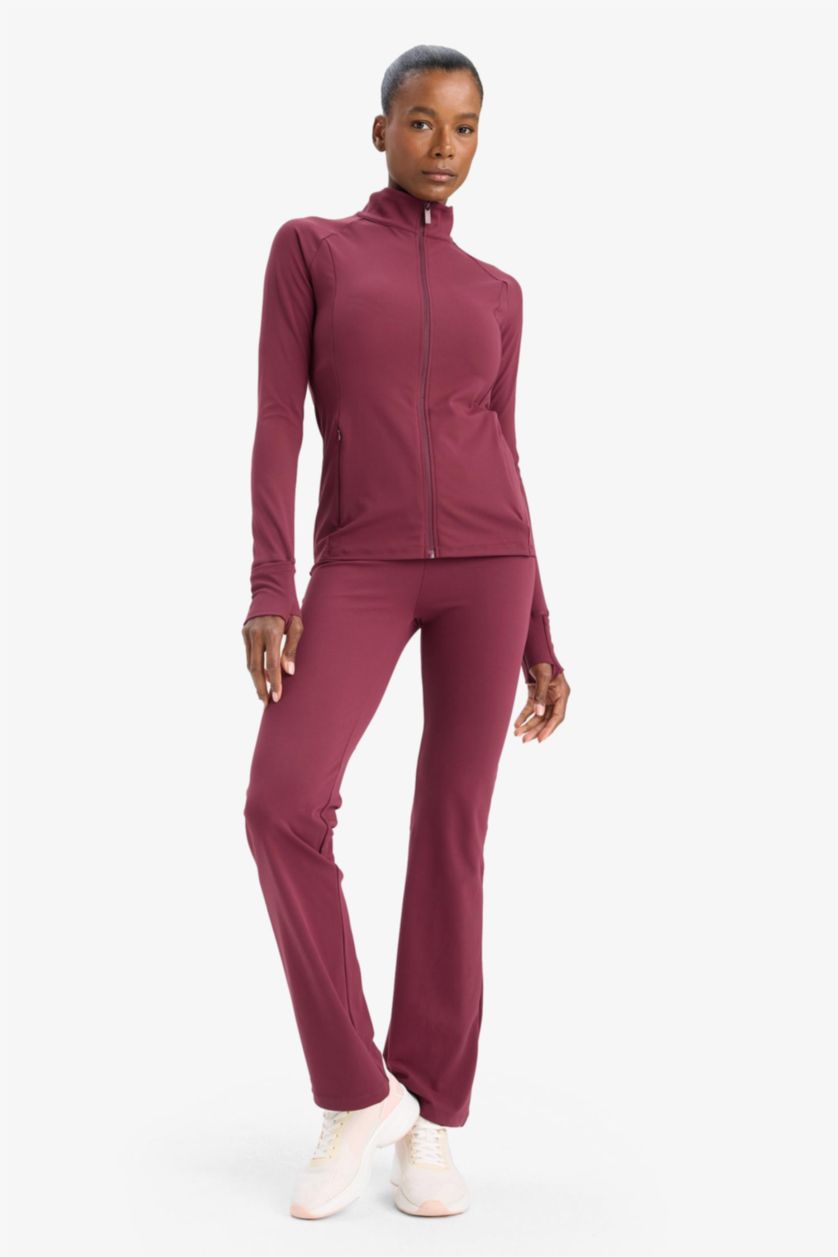 WOMAN Bordeaux DeFactoFit Slim Fit High Neck Cardigan