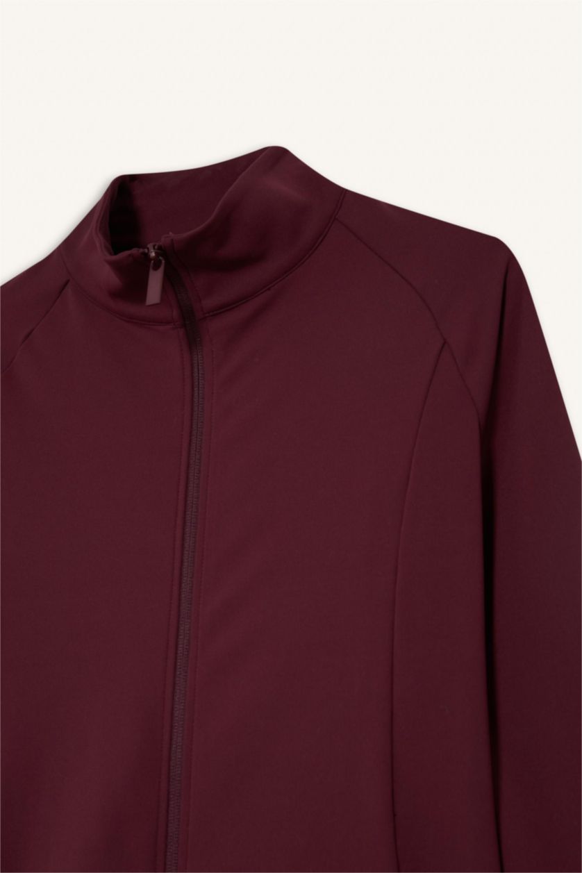 WOMAN Bordeaux DeFactoFit Slim Fit High Neck Cardigan