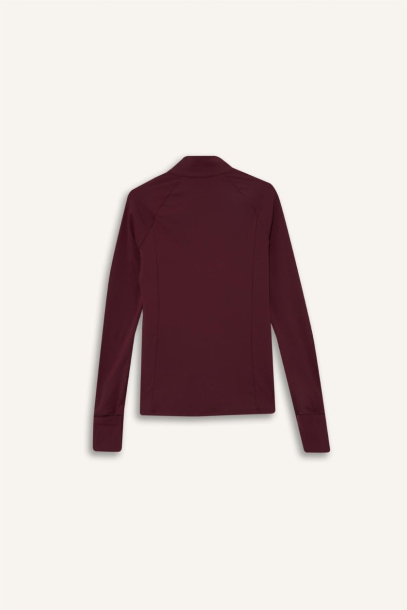 WOMAN Bordeaux DeFactoFit Slim Fit High Neck Cardigan