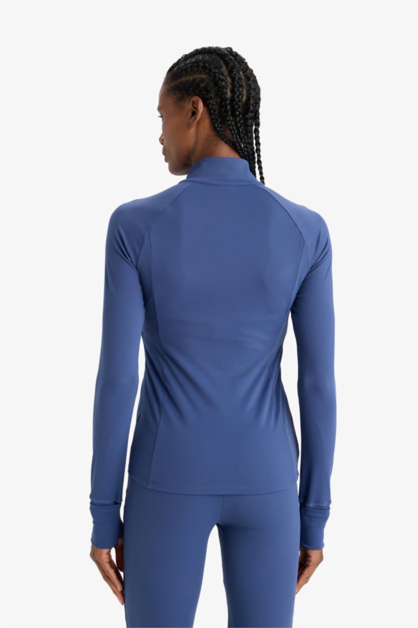 FEMME Indigo Cardigan de sport slim fit zippé à col montant de DeFactoFit