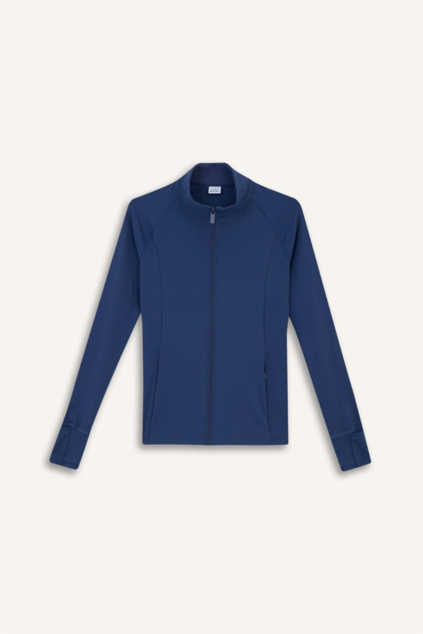 FEMME Indigo Cardigan de sport slim fit zippé à col montant de DeFactoFit