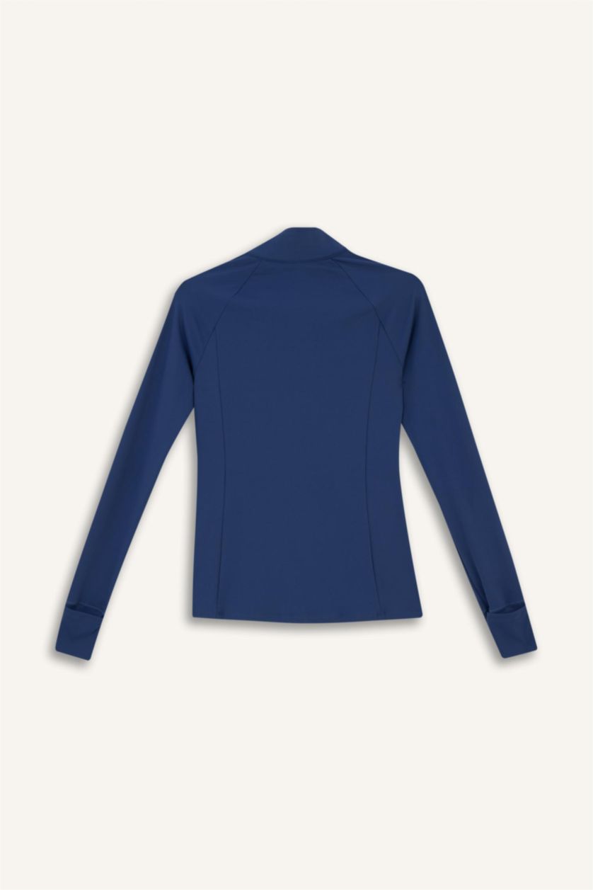 FEMME Indigo Cardigan de sport slim fit zippé à col montant de DeFactoFit