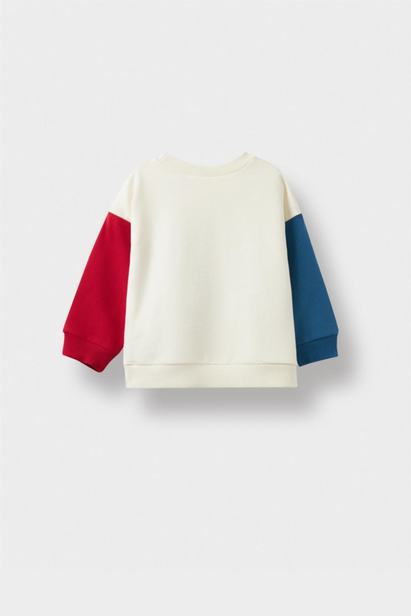 طفل صغير بيج فاتح سويت شيرت قصة عادية ببطانة ناعمة من مارفل