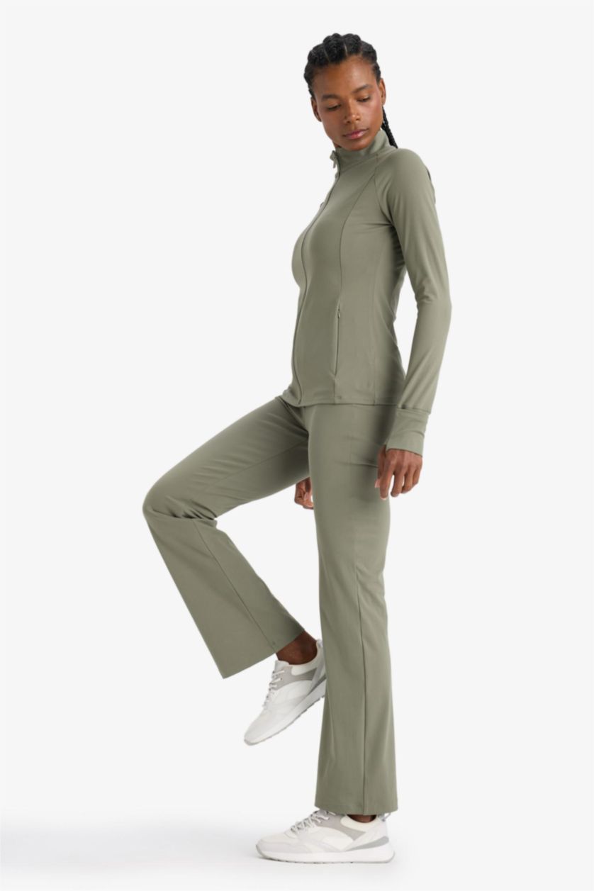 FEMME Kaki Clair Pantalon de sport flare fit à jambes larges de DeFactoFit