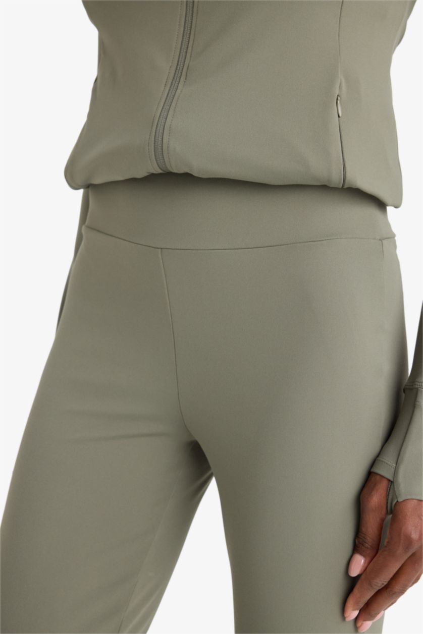 FEMME Kaki Clair Pantalon de sport flare fit à jambes larges de DeFactoFit