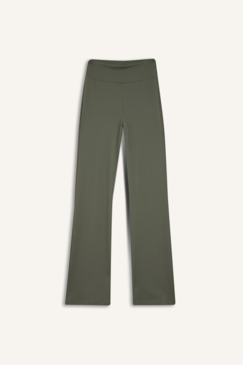 FEMME Kaki Clair Pantalon de sport flare fit à jambes larges de DeFactoFit