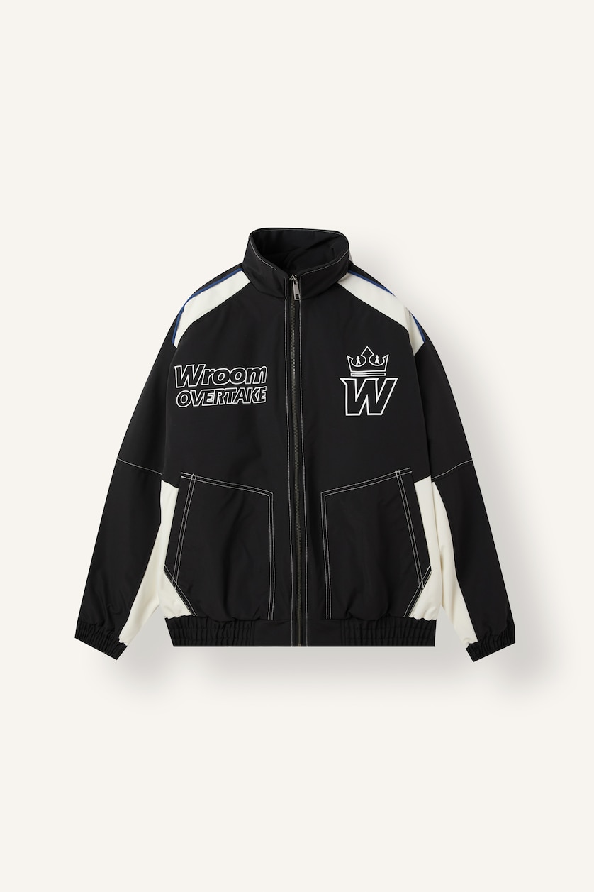 MAN Black Relaxed Fit Polo Collar Zip-Up Jacket
