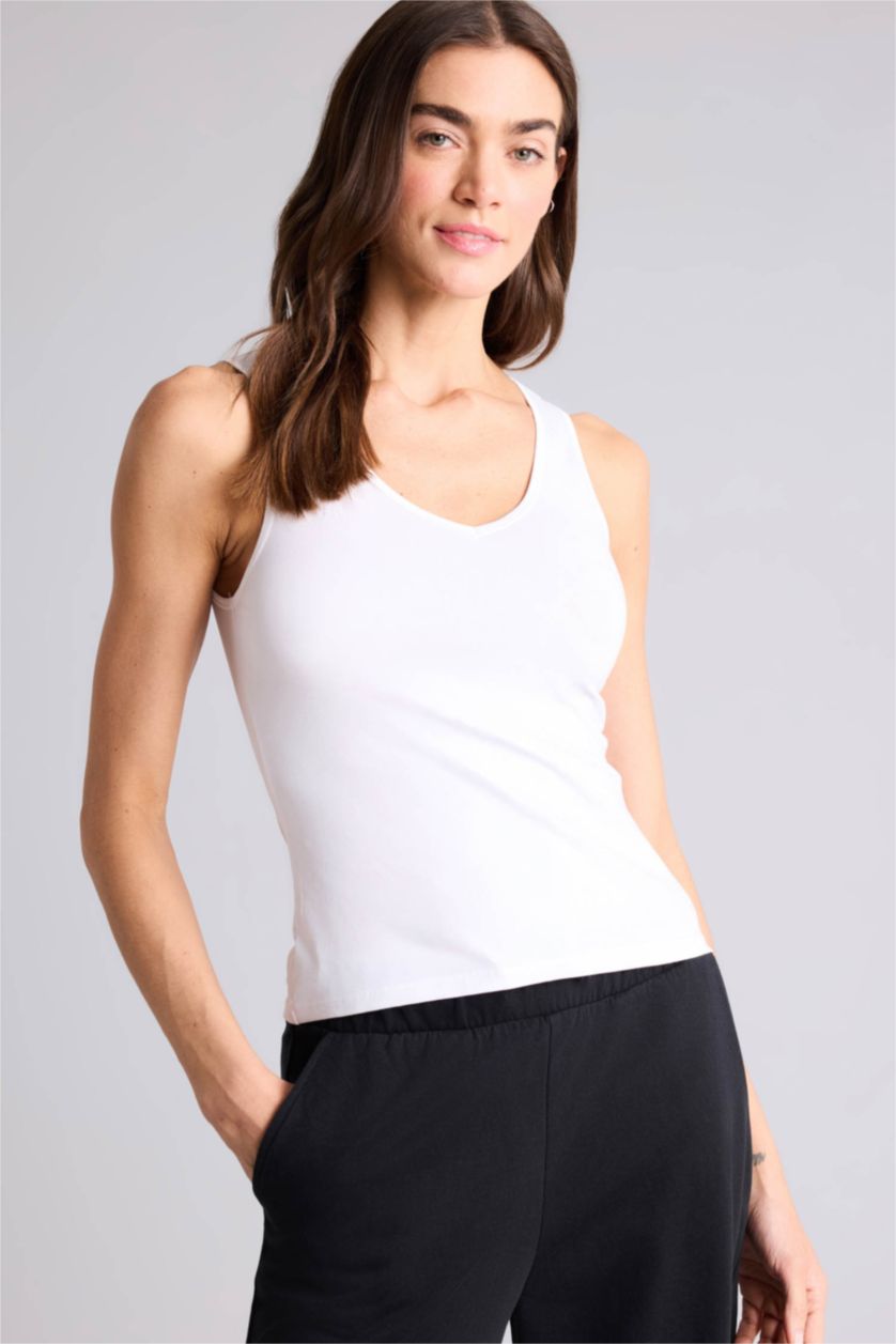 Kadın Beyaz  V Yaka Atlet