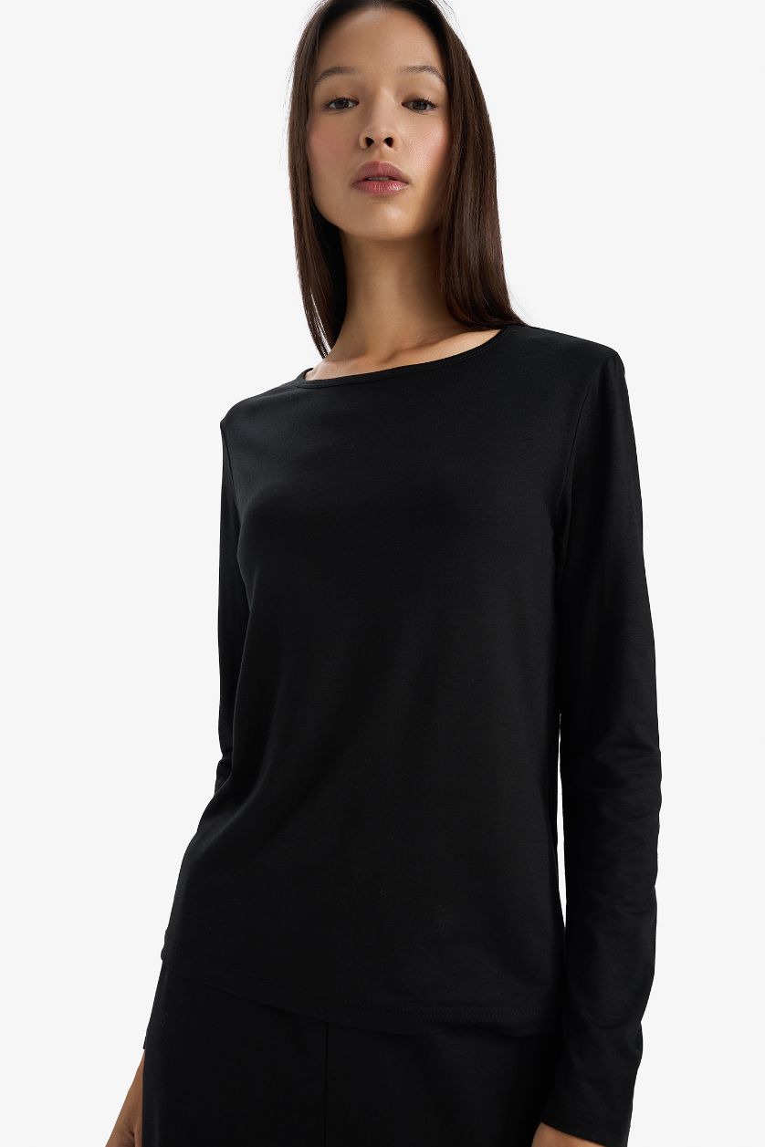 WOMAN Black Long Sleeve Knitted Tops