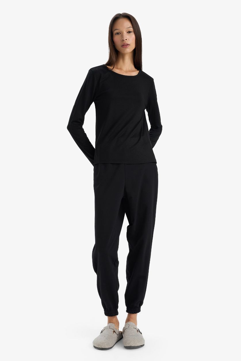 WOMAN Black Long Sleeve Knitted Tops