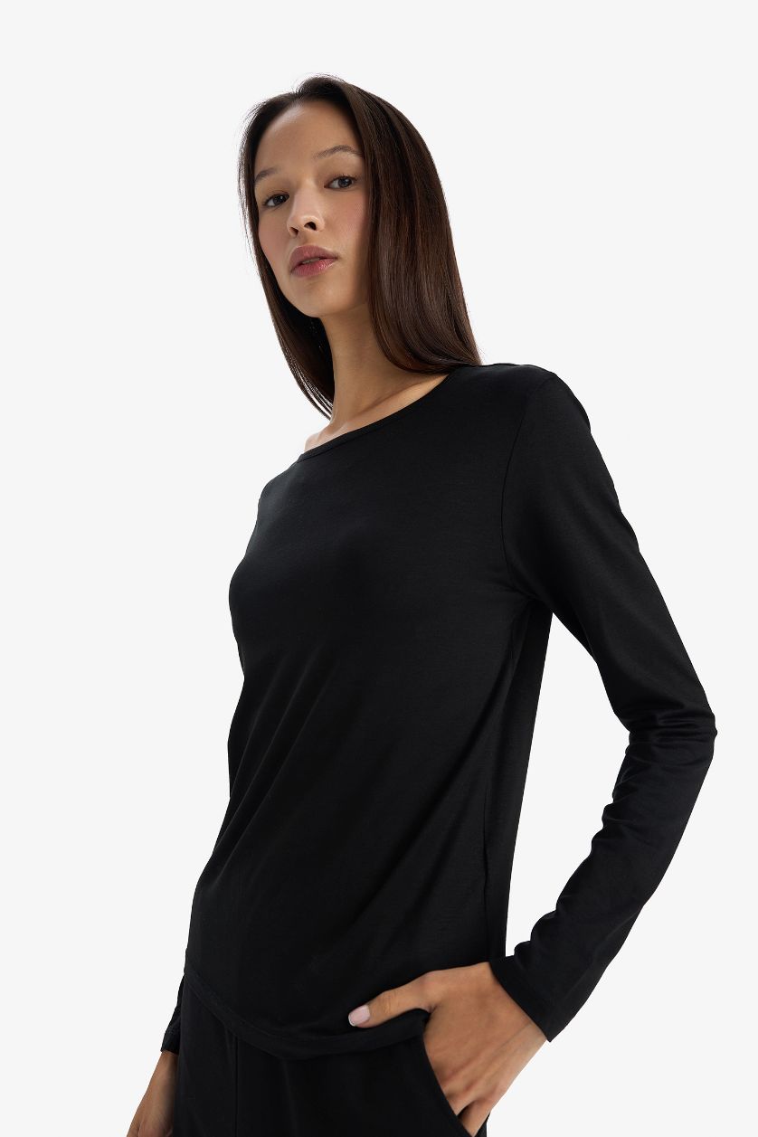 WOMAN Black Long Sleeve Knitted Tops