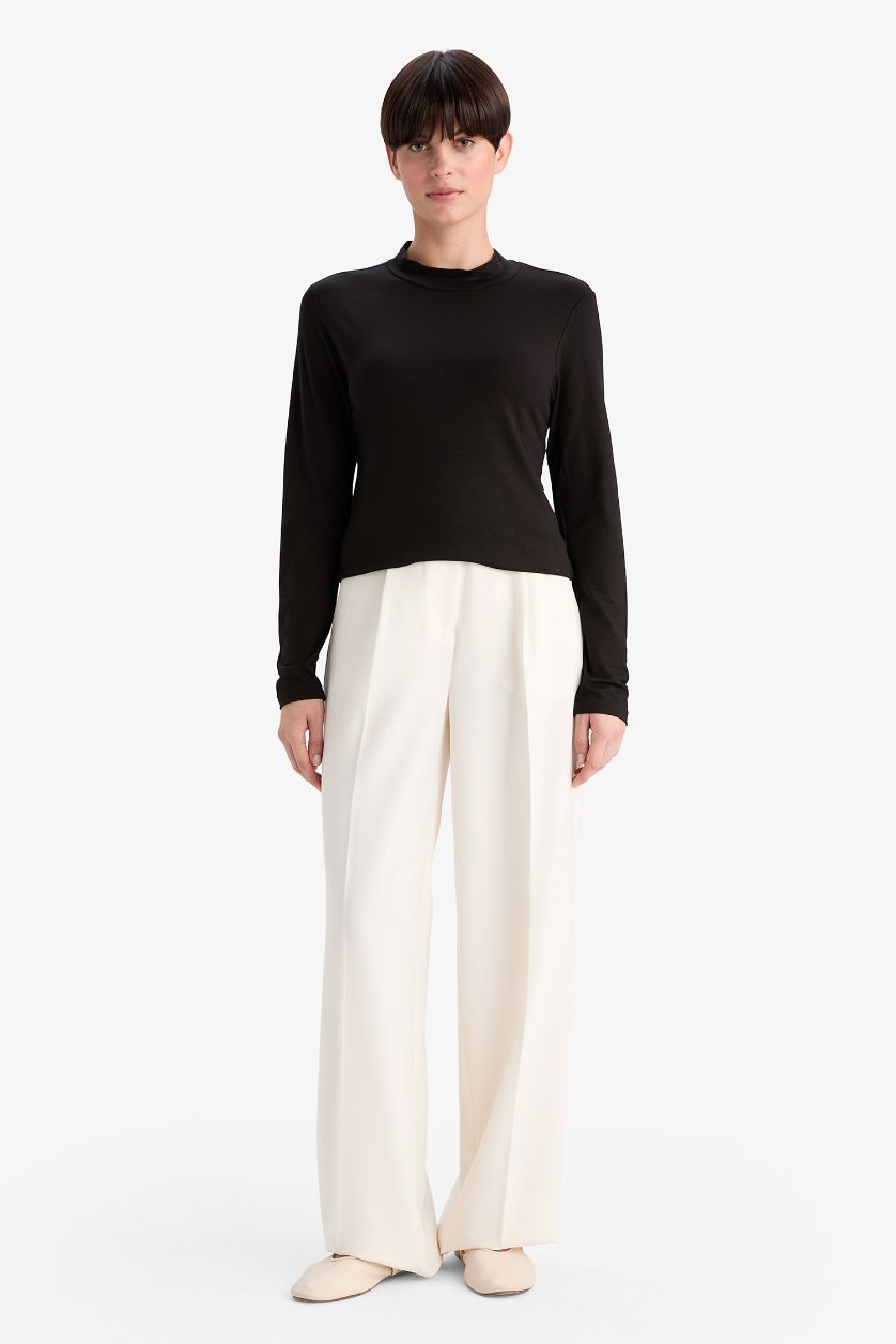 WOMAN Black Long Sleeve Knitted Tops