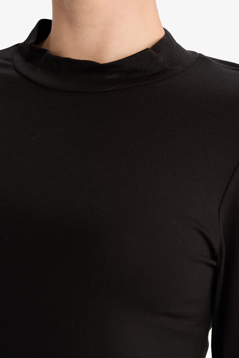 WOMAN Black Long Sleeve Knitted Tops