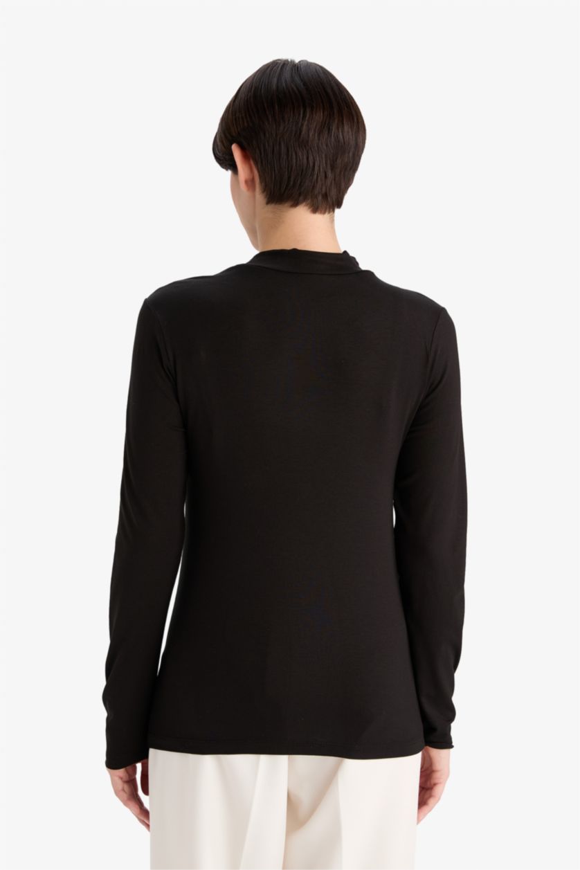 WOMAN Black Long Sleeve Knitted Tops