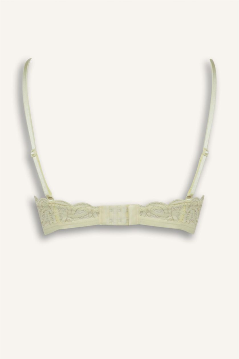 Kadın Açık Sarı Simli Dantel Kapsız Pedsiz Balensiz Triangle Bra