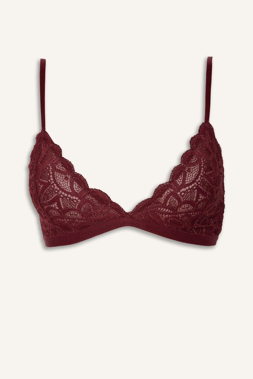 حريمي خمري حمالة صدر برا مثلث بدون بطانة دانتيل لامع