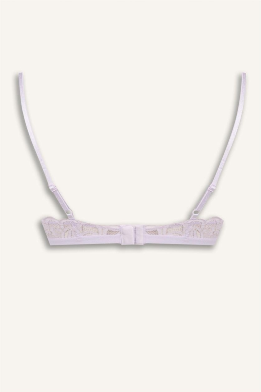Women Light Lilac Unpadded Underwire Free Lace Triangle Bra