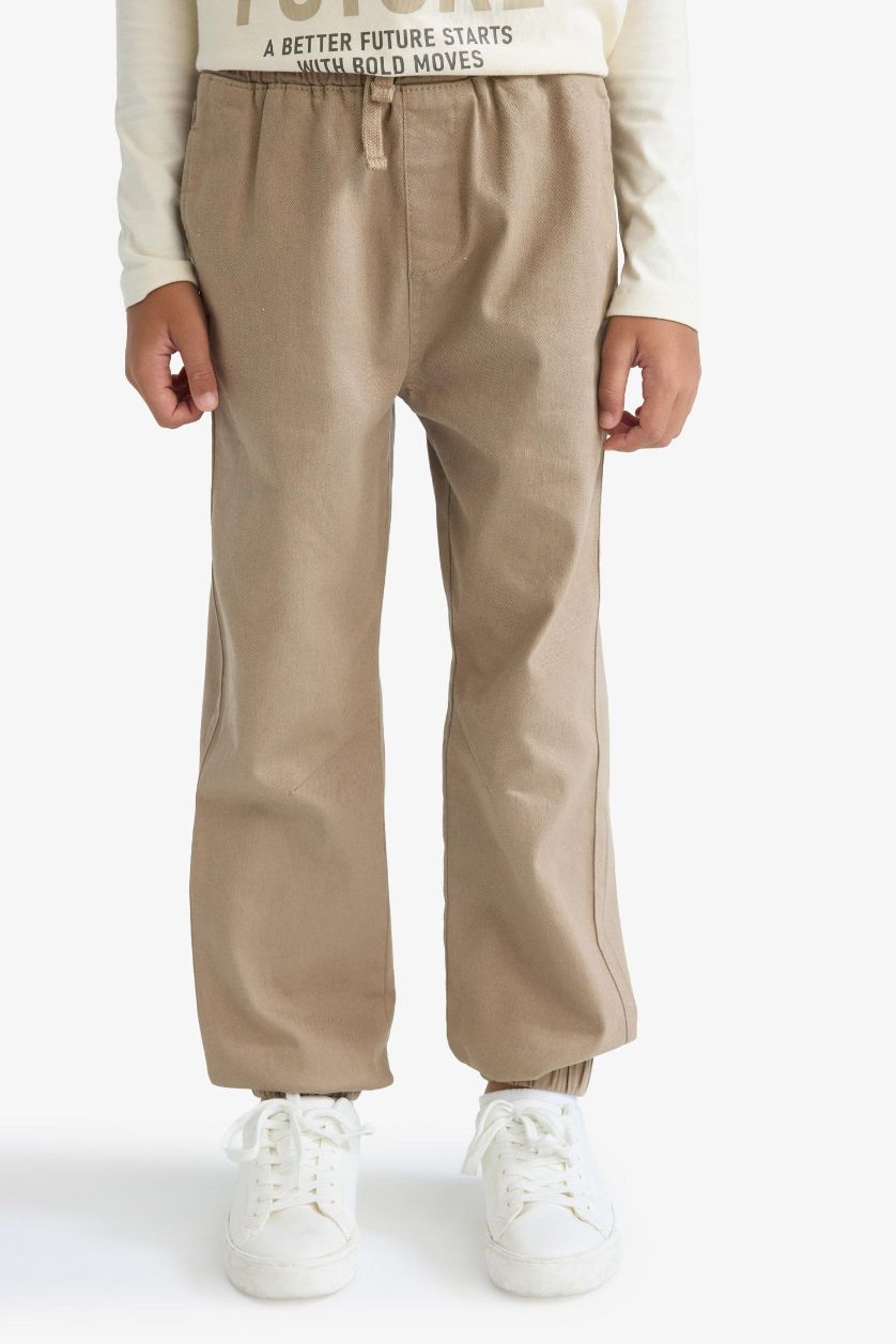 Boys & Teens Light Khaki Boy Jogger Fit Gabardine Trousers