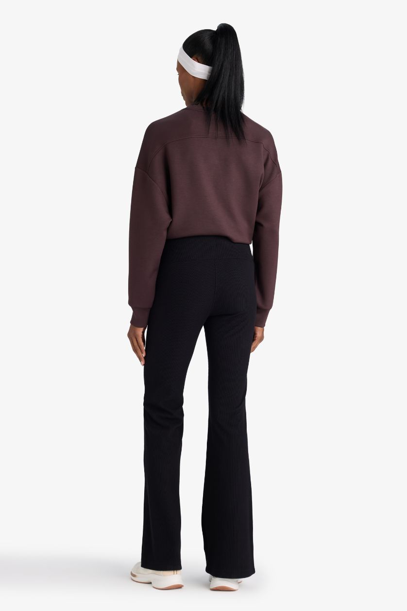 حريمي أسود بنطلون رياضي فلير فيت مضلع برجل واسع وخصر عالي من DeFactoFit