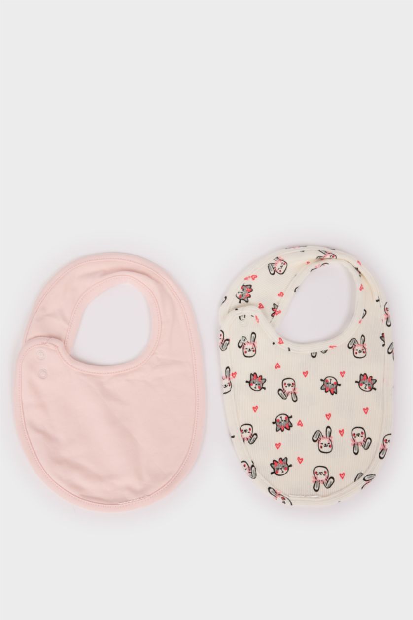 Kız Bebek Açık Pembe Kız Bebek Desenli 2'li Pamuklu Mama Önlüğü
