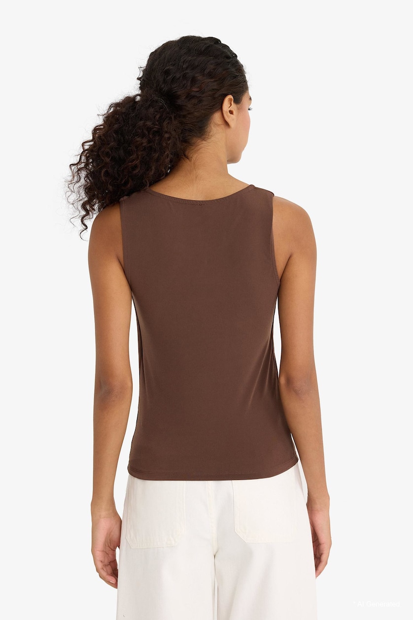 Women Brown Slim Fit One Shoulder with Accessory Detail Blouse