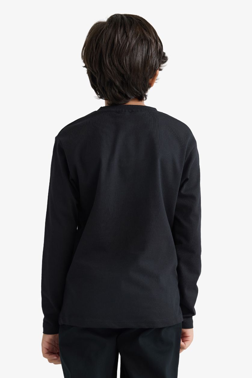 Erkek Çocuk - Genç Erkek Siyah Erkek Çocuk Minecraft Bisiklet Yaka Uzun Kollu Tişört