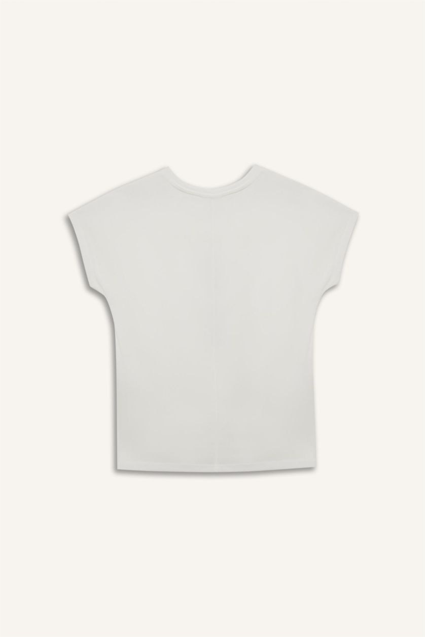 نساء بيج فاتح Crew Neck Floral Short Sleeve T-Shirt