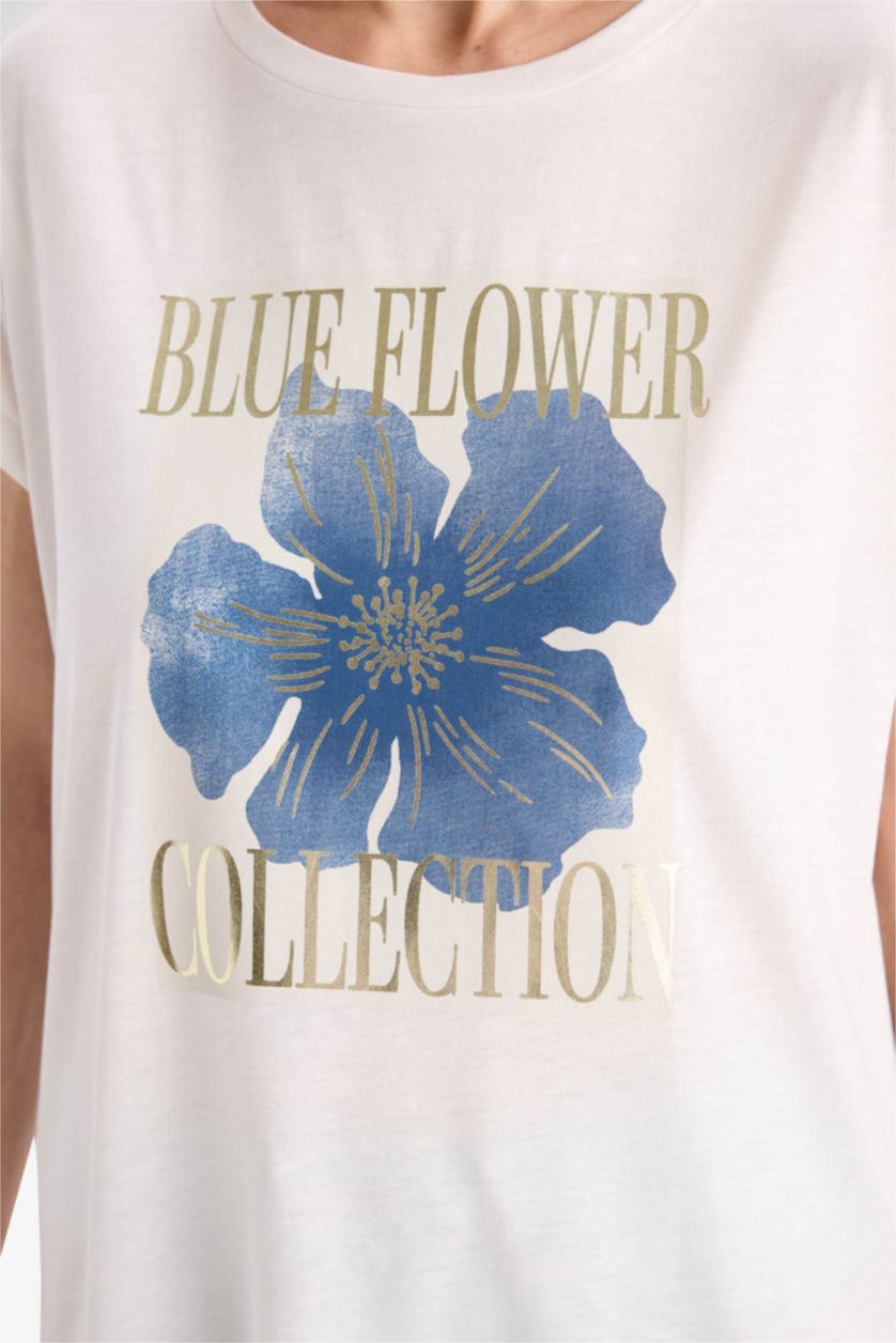 Kadın Ekru Kısa Kollu Tişört