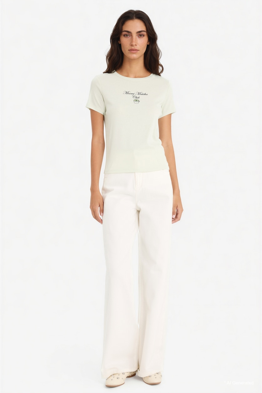 FEMME Turquoise T-shirt à manches courtes Ctelé Coupe Régulière