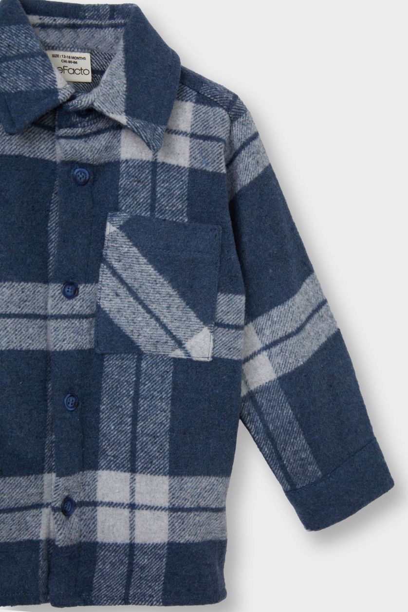 BABY BOY Indigo Baby Boy Plaid Flannel Long Sleeve Shirt