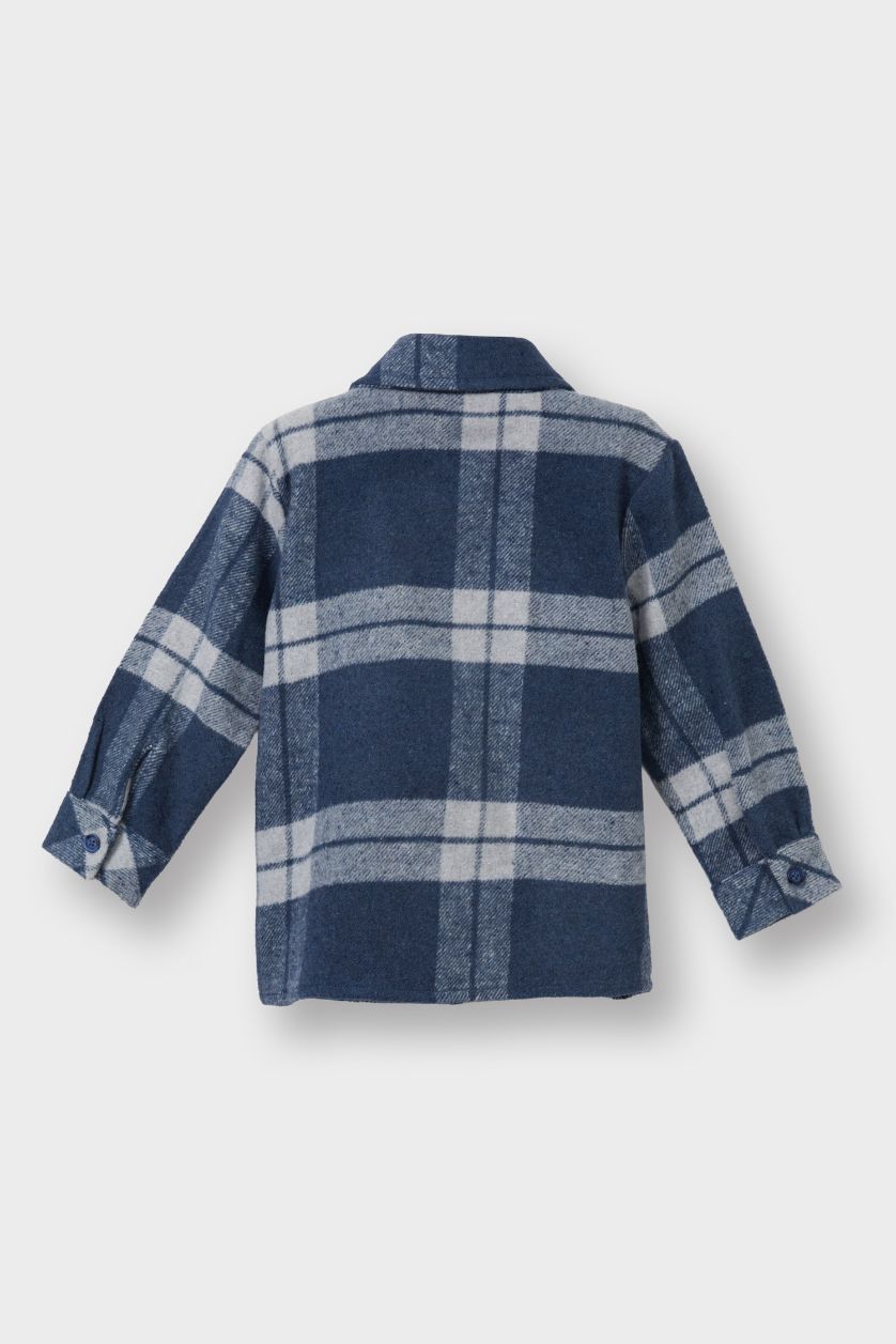 BABY BOY Indigo Baby Boy Plaid Flannel Long Sleeve Shirt
