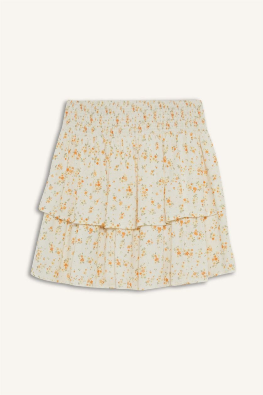 Әйелдерге қызғылт сары Coool гүлді a сызығы қысқа ұзындық Тоқылған юбка