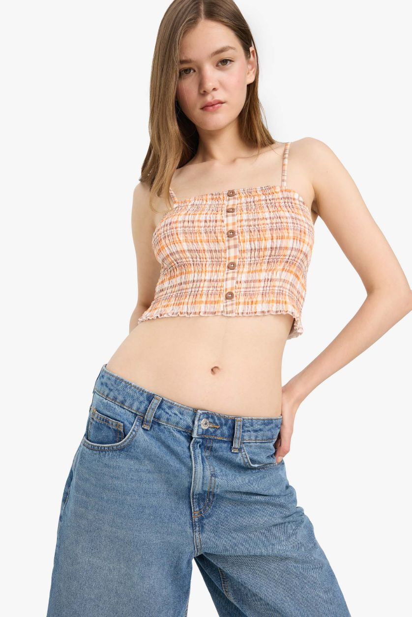 Әйелдерге қызғылт сары Coool ұзын бұлшықет пішімі Жеңсіз Блуза