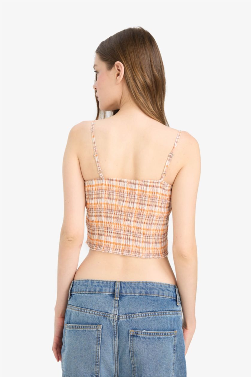 Әйелдерге қызғылт сары Coool ұзын бұлшықет пішімі Жеңсіз Блуза