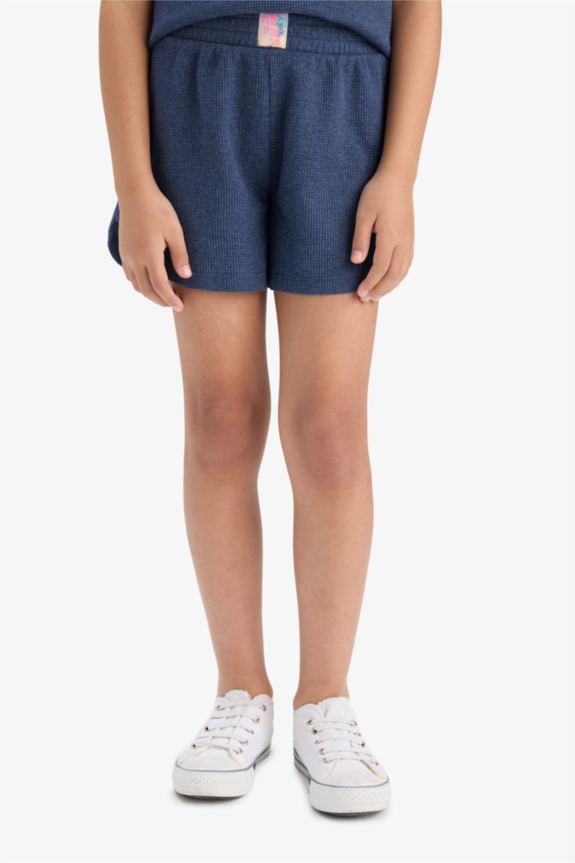 Kız Çocuk - Genç Kız İndigo 2'li Takım Waffle Kolsuz Üst Beli Lastikli Şort Alt Kız Çocuk