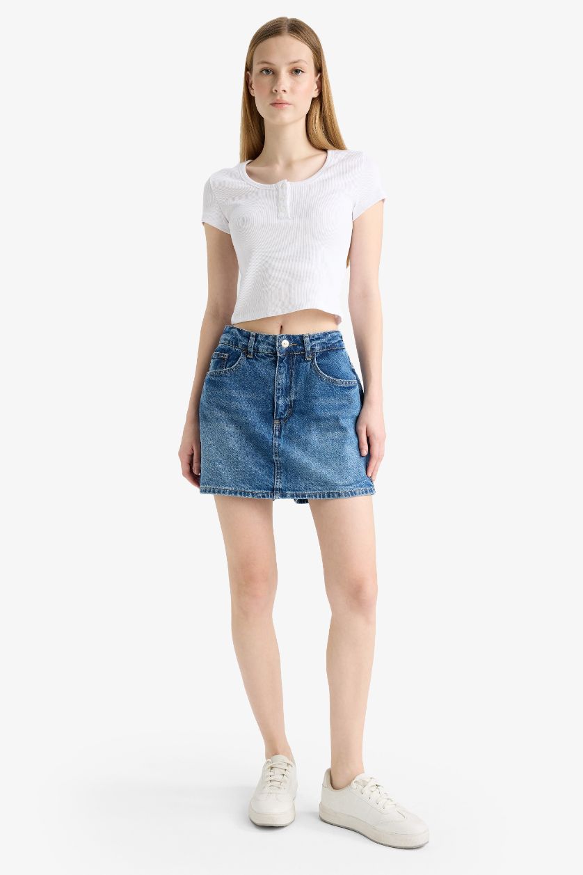 Woman Violet Beyaz Fitted Round Neck Ribbed Camisole White T-Shirt