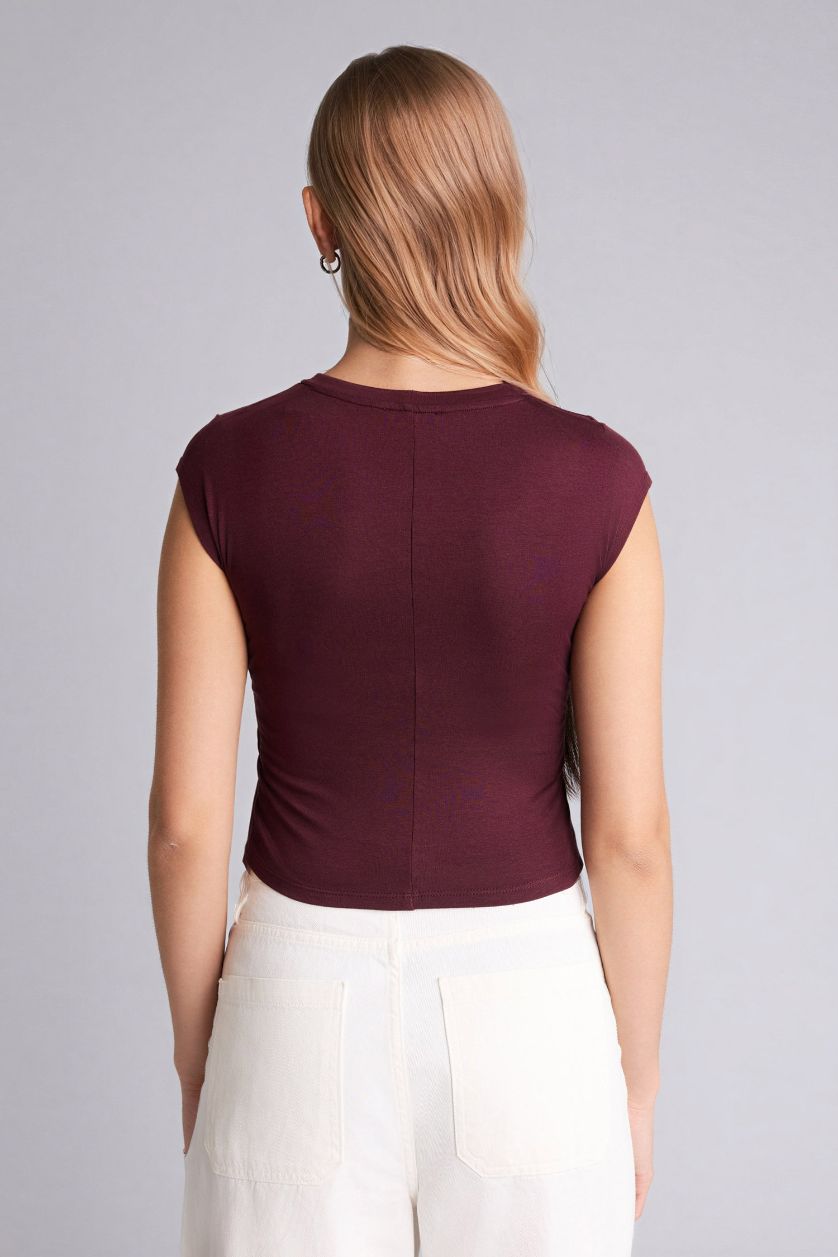 Woman Bordeaux Woman Short Sleeve T-Shirt