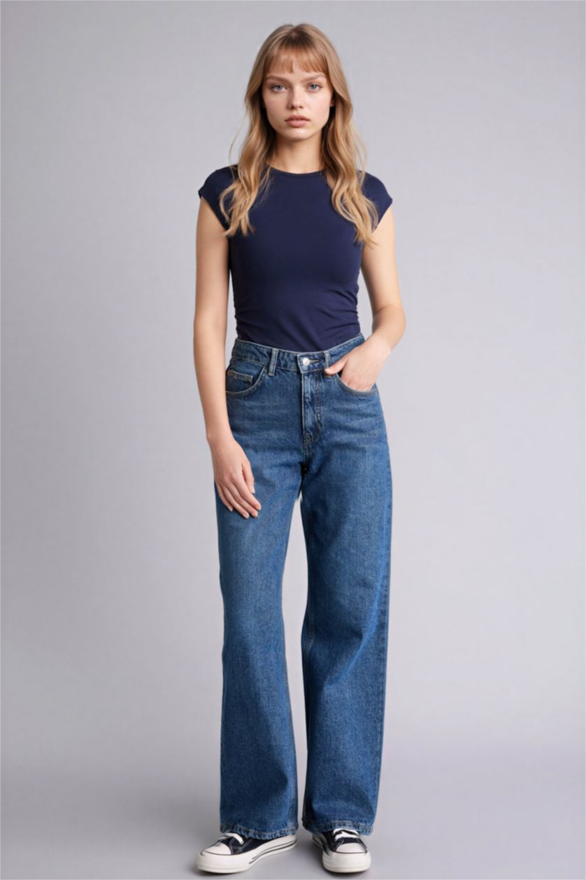 Женщины Синий Футболка Fitted из модала