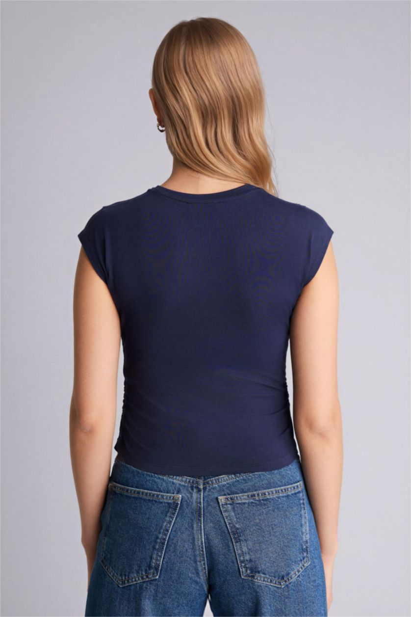 Женщины Синий Футболка Fitted из модала