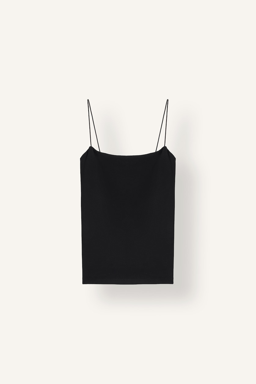 Women Black Slim Fit Strappy Tank Top