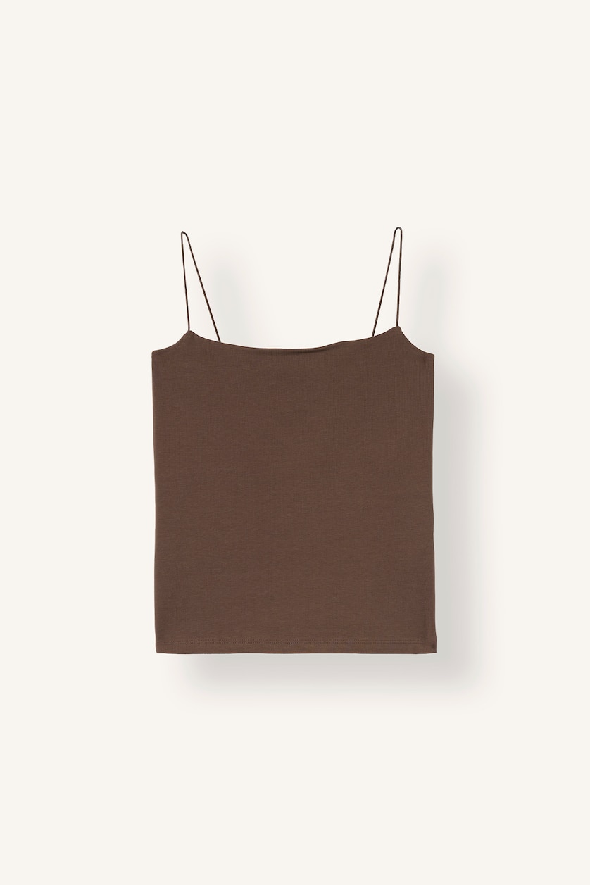 Women Brown Slim Fit Strappy Tank Top