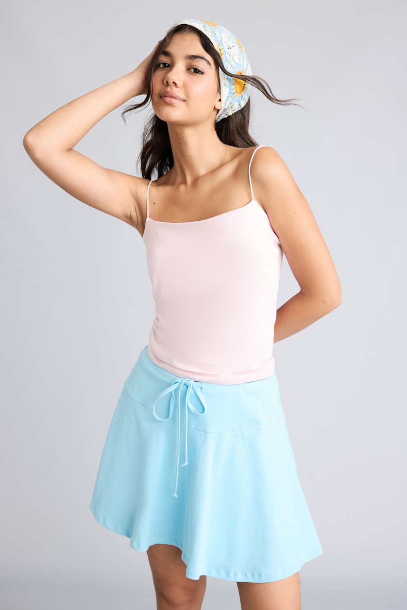 Women Light Pink Slim Fit Strappy Tank Top
