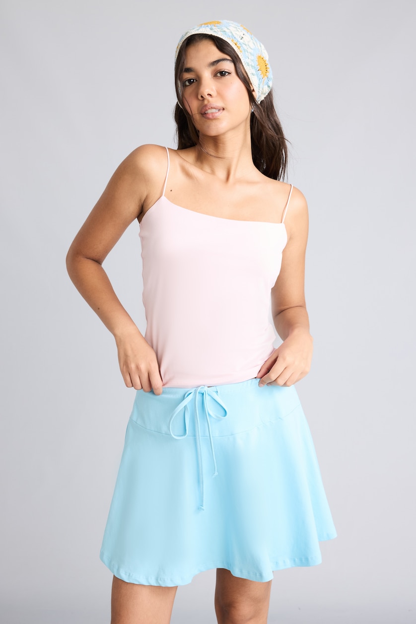 Women Light Pink Slim Fit Strappy Tank Top