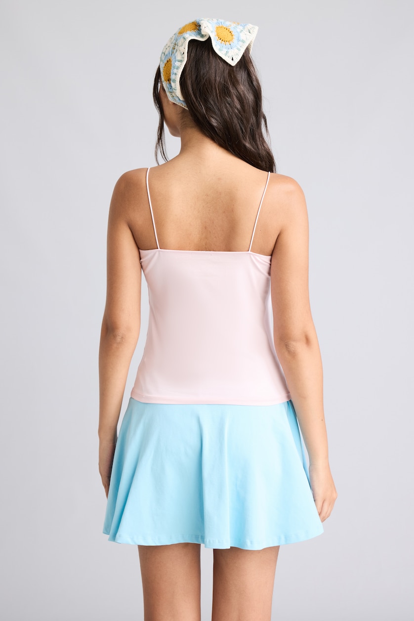 Women Light Pink Slim Fit Strappy Tank Top