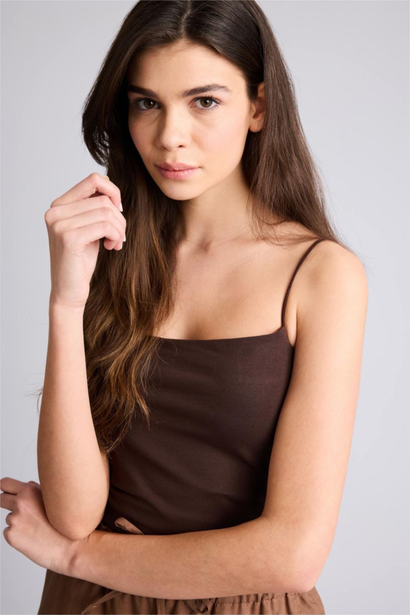 Женщины Коричневый Майка Fitted на бретельках