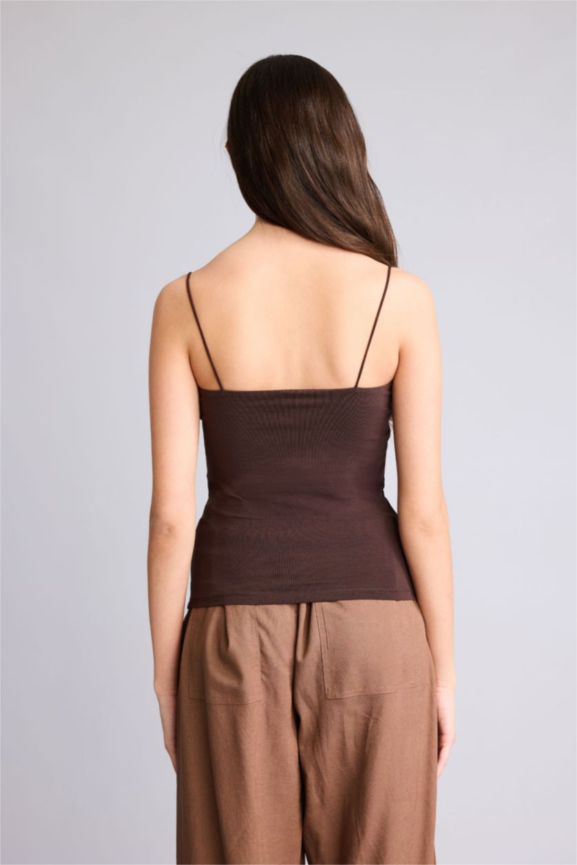 Женщины Коричневый Майка Fitted на бретельках