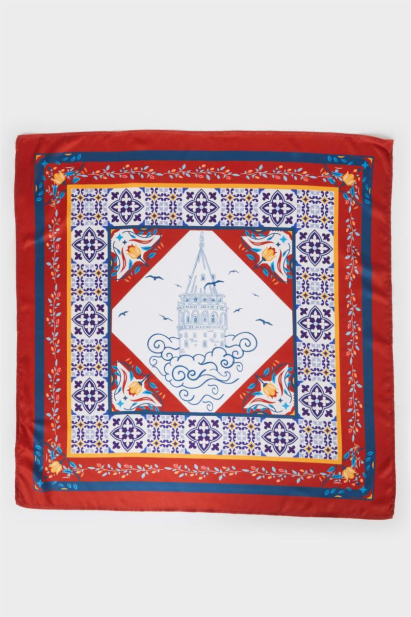 Kadın Kırmızı Kadın Galata Temalı Fular