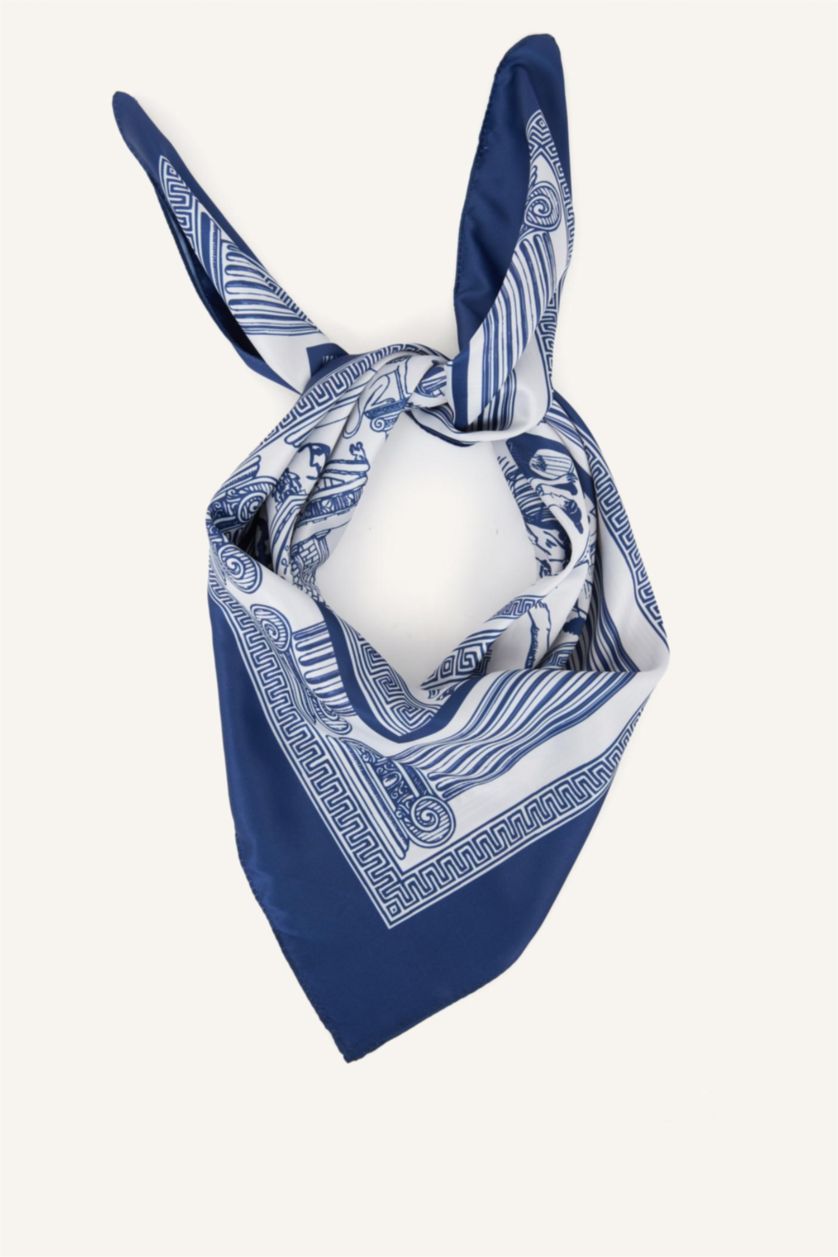 Kadın Mavi Kadın Saten Fular