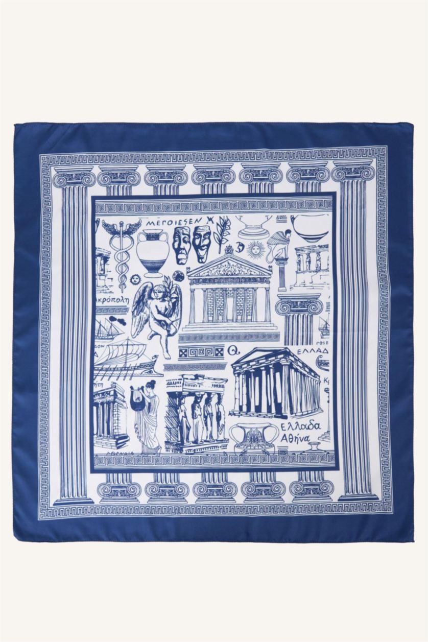 Kadın Mavi Kadın Saten Fular